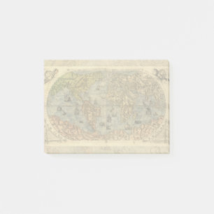 1565 Forlani AntiquevWorld Map Renaissance  Post-it Notes