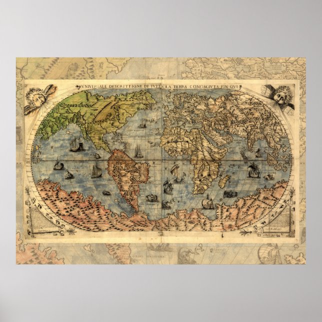 1565 Forlani AntiquevWorld Map Renaissance  Poster (Front)