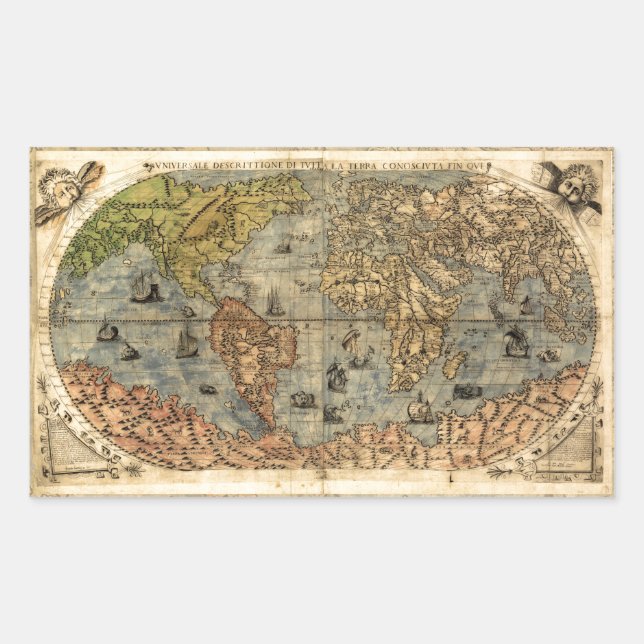 1565 Forlani AntiquevWorld Map Renaissance  Sticker (Front)