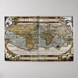1570 Map of the World Poster
