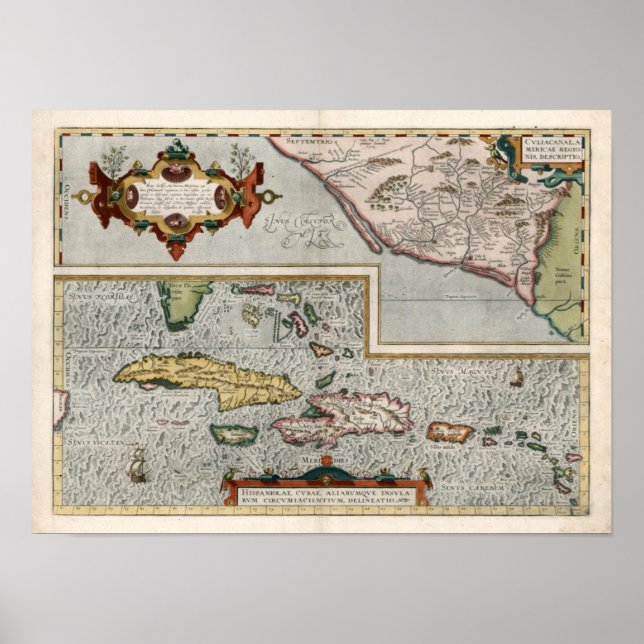 1579 Map Carribean Islands Poster (Front)