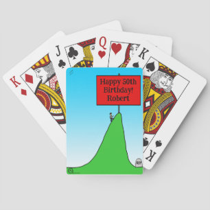 1582 Customizable over the hill birthday cartoon Playing Cards