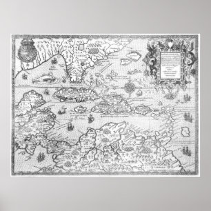 1594 Map of Central America Poster