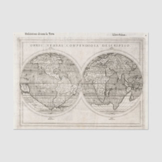1598 Vintage World Map Latin Cartography Tissue Paper
