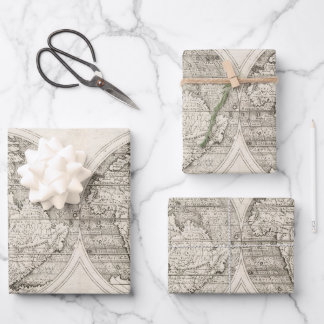 1598 Vintage World Map Latin Cartography Wrapping Paper Sheet