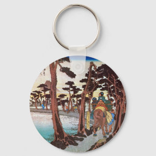 15. 吉原宿, 広重 Yoshiwara-juku, Hiroshige, Ukiyo-e Keychain