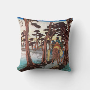 15. 吉原宿, 広重 Yoshiwara-juku, Hiroshige, Ukiyo-e Throw Pillow