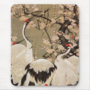15. 梅花群鶴図, 若冲 Plum Blossoms & Cranes Mouse Pad