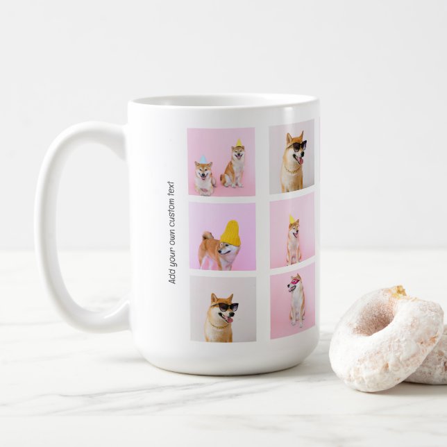 15 Collage Fun Photo Gift Custom Personalized Coffee Mug (With Donut)