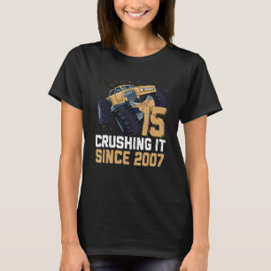 15 Crushing It Since 2007 Monster Truck 15th Bday  T-Shirt