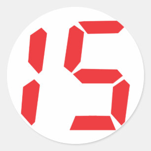 15 fifteen  red alarm clock digital number classic round sticker