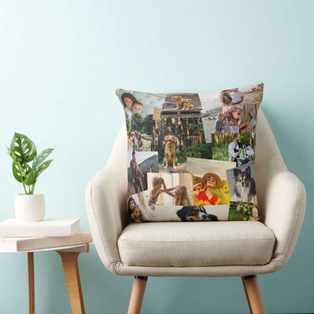 15 Haphazardly Overlapping Photos Collage Template Throw Pillow (Chair)
