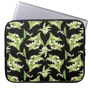 15-inch Laptop Sleeve: Lilies of the Valley, Black Sleeve