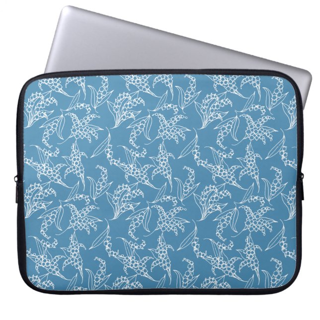 15-inch Laptop Sleeve: Lilies-of-the-Valley, Blue Sleeve (Front)