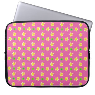 15-inch Laptop Sleeve: Primroses on Deep Pink Laptop Sleeve