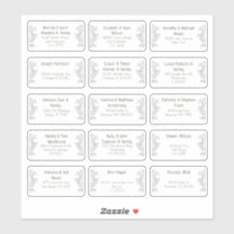 15 Individual Wedding Guest Name Address Sticker