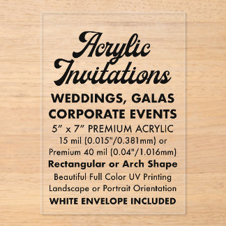 15 Mil Rectangular Clear Acrylic Invitation
