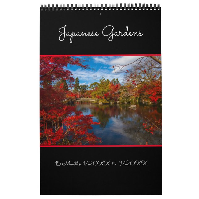 15 mois Jardins japonais Calendrier mural (Protection)