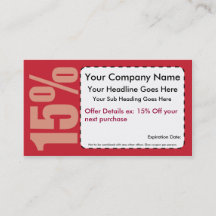 15% Off Coupon Business Card