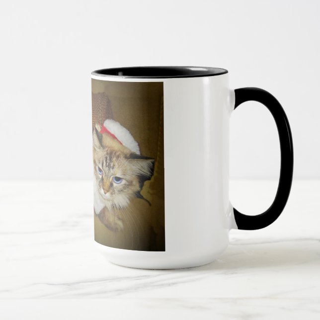 15 onces. tasse avec Dezi le Ragdoll habillé comme (Droite)