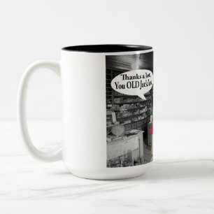15 oz 2 tone mug. happy birthday cow and jackass Two-Tone coffee mug