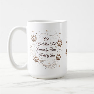 15 oz Cat Mom Mug – Powered by Purrs, Fuelled