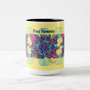 15 Oz Mug: Peace Harmonics Two-Tone Coffee Mug