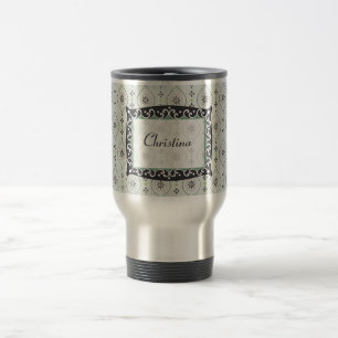 15 oz. Stainless steel Travel Mug Cup Blue Flower