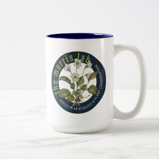 15 oz two-tone coffee mug with Morris Lab logo