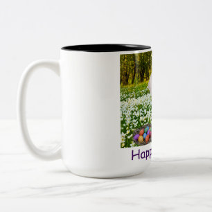 15 oz two tone mug.  Happy Easter.  klipspringer/b Two-Tone Coffee Mug