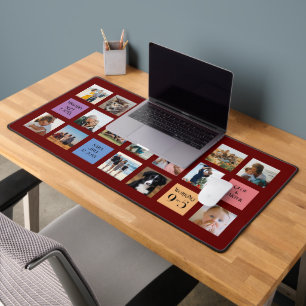 15 Photo, 6 Color Block on Burgundy Desk Mat