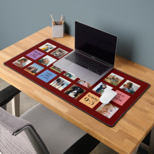 15 Photo, 6 Colour Block on Burgundy Desk Mat