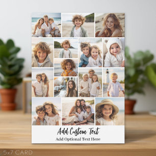 15 Photo Collage - Custom Text - Black and White Holiday Card