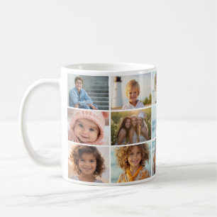 15 Photo Collage Grid - minimal white Coffee Mug