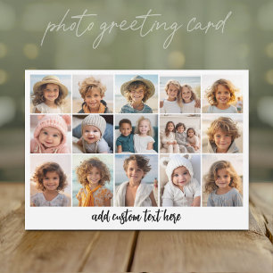 15 Photo Collage Grid - Script Text - black white Holiday Card