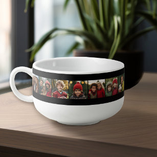 15 Photo Collage with Black Background Soup Mug