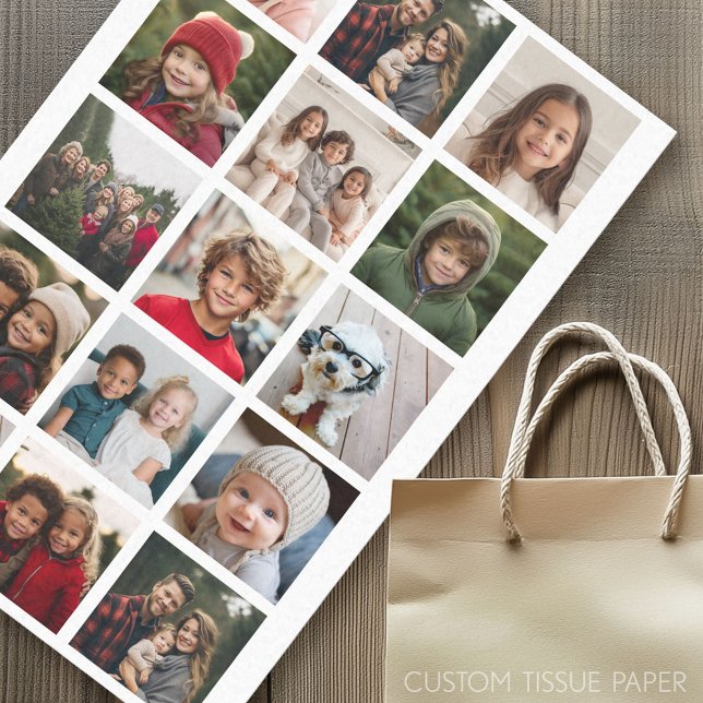 15 Photo Grid - White Background Minimal Tissue Paper (Custom Photo Tissue Paper)