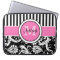 15" Pink Black White Damask Striped Laptop Sleeve