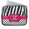 15" Pink Black Zebra Stripes Polka Dot Laptop Case