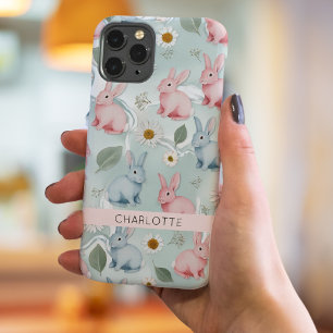 15 Pro Coque iphone de lapin floral personnalisé