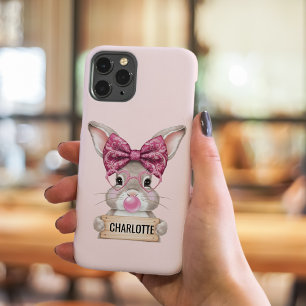15 Pro Coque iphone de lapin floral personnalisé