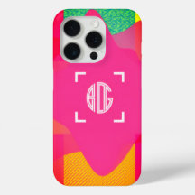 Coque iphone de monogramme personnalisé Neon Gradi