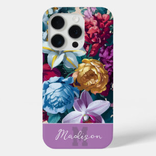 15 Pro Coque iphone monogramme floral moderne coloré