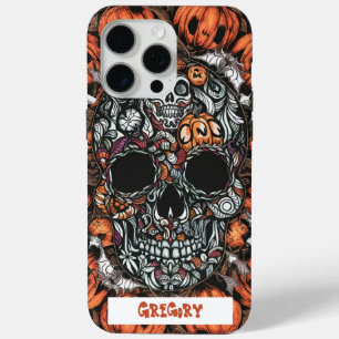 15 Pro Max Coque iphone crâne et Citrouille
