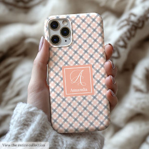 15 Pro Max Coque iPhone Gris Corail Moderne Accent de nom tra