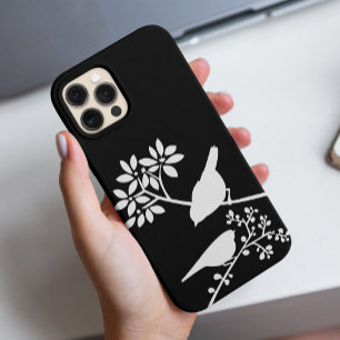 15 Pro Max Coque iphone personnalisé Oiseaux noirs et blancs