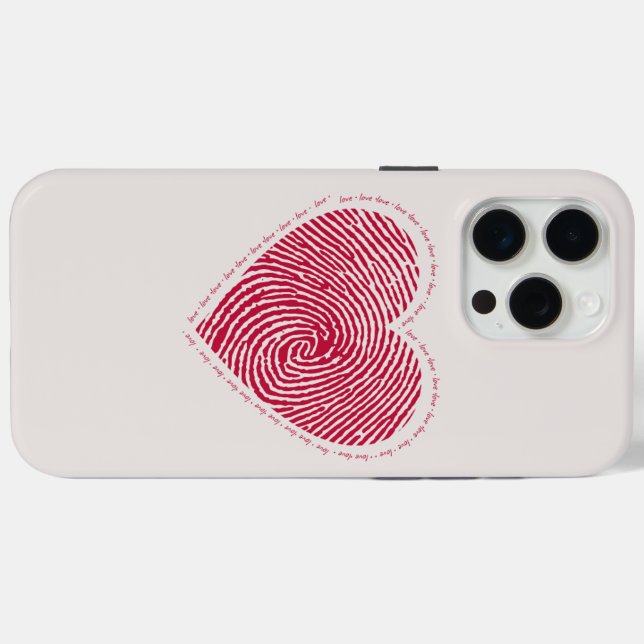 15 Pro Max iPhone 16 Coque - Fingerprint Love Heart - Unique  (Verso (horizontal))