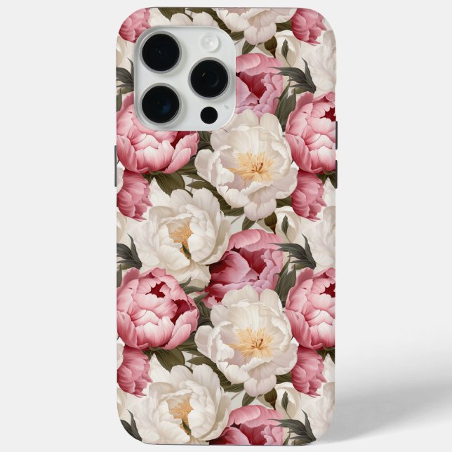 15 Pro Max Peony Blossoms Floral Designer iPhone / coque ipad (Verso)