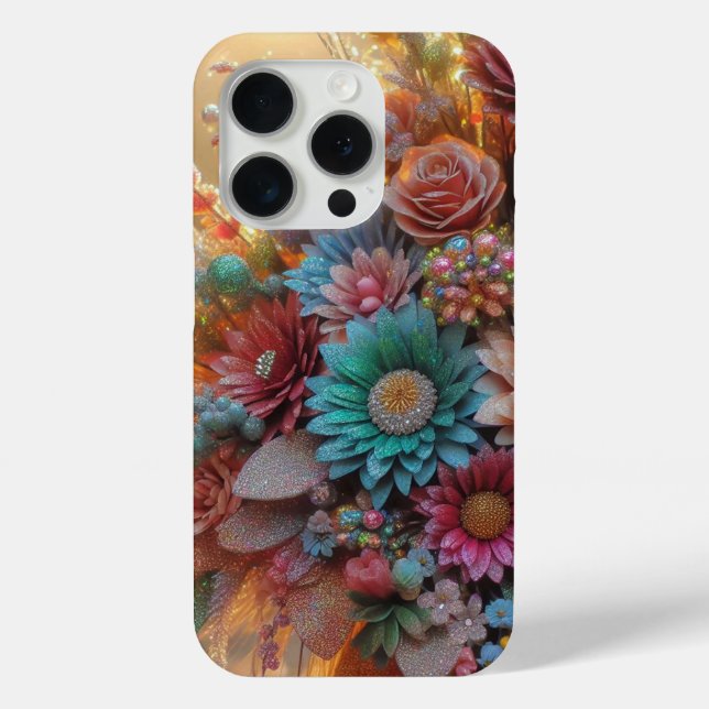 15 Pro Parties scintillant fleurs coque iphone (Verso)