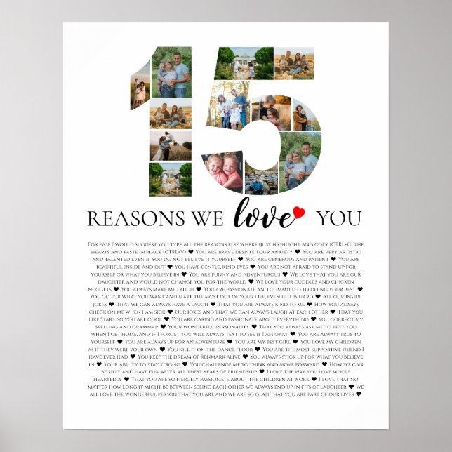 15 raisons pour lesquelles je t'aime Affiche de mo (Devant)